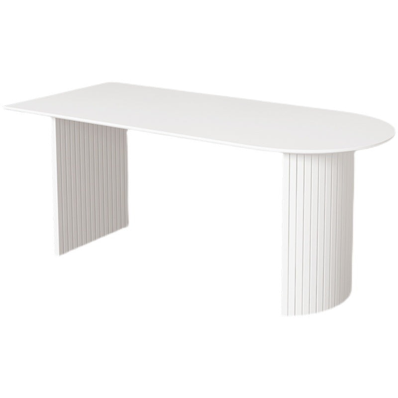 Modern Stone Top Dinette Table Metal Base Dining Table for Living Room Free Form Matte White Clearhalo 'Dining Tables & Seating' 'Dining Tables' 'dining_table' 'furn' 'furn_dining_table' 'Furniture' 'furniture_dining_table' 'Kitchen & Dining Furniture' 'kitchen' 'kitchen_dining_table' 4853971