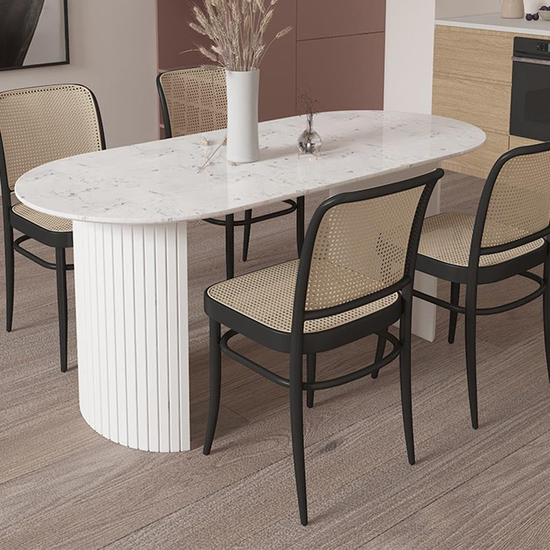 Modern Stone Top Dinette Table Metal Base Dining Table for Living Room Clearhalo 'Dining Tables & Seating' 'Dining Tables' 'dining_table' 'furn' 'furn_dining_table' 'Furniture' 'furniture_dining_table' 'Kitchen & Dining Furniture' 'kitchen' 'kitchen_dining_table' 4853976