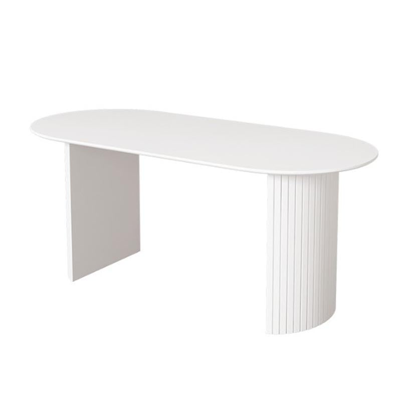 Modern Stone Top Dinette Table Metal Base Dining Table for Living Room Oval Matte White Clearhalo 'Dining Tables & Seating' 'Dining Tables' 'dining_table' 'furn' 'furn_dining_table' 'Furniture' 'furniture_dining_table' 'Kitchen & Dining Furniture' 'kitchen' 'kitchen_dining_table' 4853977