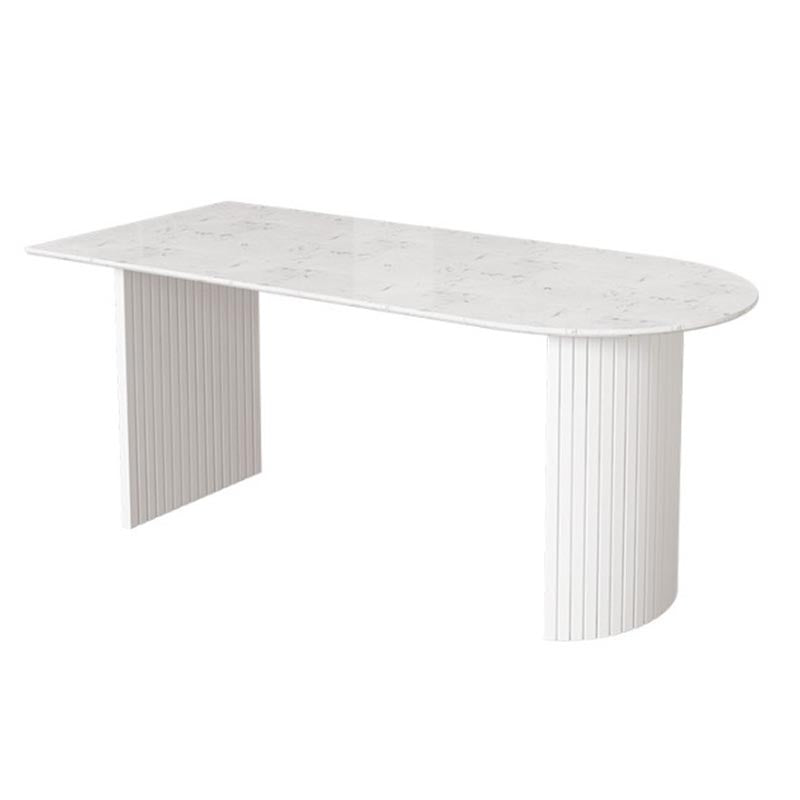 Modern Stone Top Dinette Table Metal Base Dining Table for Living Room Free Form White Clearhalo 'Dining Tables & Seating' 'Dining Tables' 'dining_table' 'furn' 'furn_dining_table' 'Furniture' 'furniture_dining_table' 'Kitchen & Dining Furniture' 'kitchen' 'kitchen_dining_table' 4853978