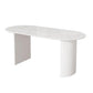Modern Stone Top Dinette Table Metal Base Dining Table for Living Room Oval White Clearhalo 'Dining Tables & Seating' 'Dining Tables' 'dining_table' 'furn' 'furn_dining_table' 'Furniture' 'furniture_dining_table' 'Kitchen & Dining Furniture' 'kitchen' 'kitchen_dining_table' 4853979