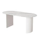 Modern Stone Top Dinette Table Metal Base Dining Table for Living Room Oval White-Gray Clearhalo 'Dining Tables & Seating' 'Dining Tables' 'dining_table' 'furn' 'furn_dining_table' 'Furniture' 'furniture_dining_table' 'Kitchen & Dining Furniture' 'kitchen' 'kitchen_dining_table' 4853981