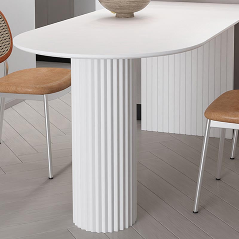 Minimalism Oval Dining Table Metal Double Pedestal Dining Table for Living Room Clearhalo 'Dining Tables & Seating' 'Dining Tables' 'dining_table' 'furn' 'furn_dining_table' 'Furniture' 'furniture_dining_table' 'Kitchen & Dining Furniture' 'kitchen' 'kitchen_dining_table' 4854026