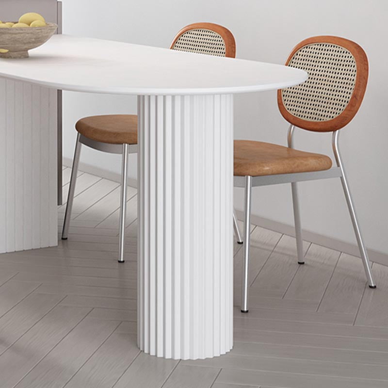 Minimalism Oval Dining Table Metal Double Pedestal Dining Table for Living Room Clearhalo 'Dining Tables & Seating' 'Dining Tables' 'dining_table' 'furn' 'furn_dining_table' 'Furniture' 'furniture_dining_table' 'Kitchen & Dining Furniture' 'kitchen' 'kitchen_dining_table' 4854027
