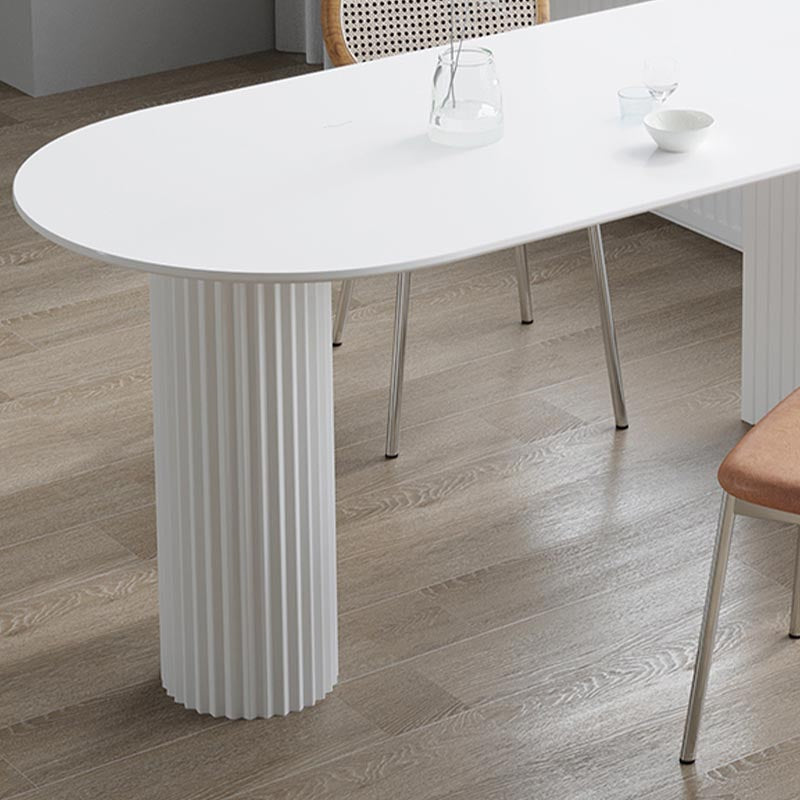 Minimalism Oval Dining Table Metal Double Pedestal Dining Table for Living Room Clearhalo 'Dining Tables & Seating' 'Dining Tables' 'dining_table' 'furn' 'furn_dining_table' 'Furniture' 'furniture_dining_table' 'Kitchen & Dining Furniture' 'kitchen' 'kitchen_dining_table' 4854028