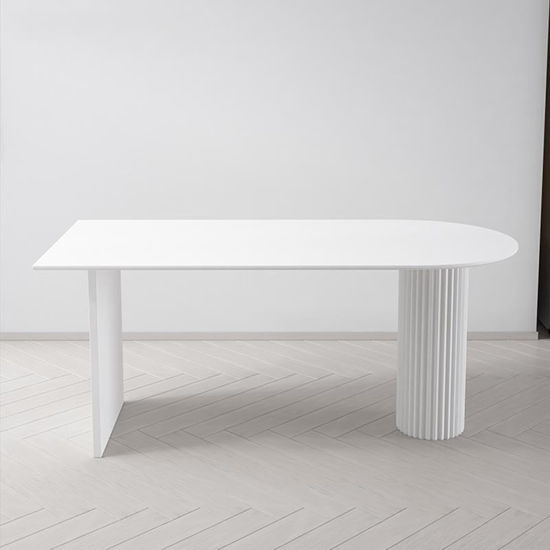 Minimalism Oval Dining Table Metal Double Pedestal Dining Table for Living Room Clearhalo 'Dining Tables & Seating' 'Dining Tables' 'dining_table' 'furn' 'furn_dining_table' 'Furniture' 'furniture_dining_table' 'Kitchen & Dining Furniture' 'kitchen' 'kitchen_dining_table' 4854032