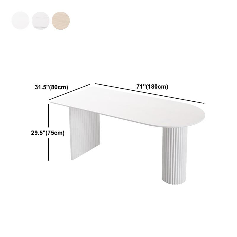 Minimalism Oval Dining Table Metal Double Pedestal Dining Table for Living Room Clearhalo 'Dining Tables & Seating' 'Dining Tables' 'dining_table' 'furn' 'furn_dining_table' 'Furniture' 'furniture_dining_table' 'Kitchen & Dining Furniture' 'kitchen' 'kitchen_dining_table' 4854041