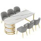 White Stone Top Dinner Room Kitchen Table Modern Metal Base Dinner Table Clearhalo 'Dining Tables & Seating' 'Dining Tables' 'dining_table' 'furn' 'furn_dining_table' 'Furniture' 'furniture_dining_table' 'Kitchen & Dining Furniture' 'kitchen' 'kitchen_dining_table' 4854051