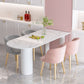 White Stone Top Dinner Room Kitchen Table Modern Metal Base Dinner Table Clearhalo 'Dining Tables & Seating' 'Dining Tables' 'dining_table' 'furn' 'furn_dining_table' 'Furniture' 'furniture_dining_table' 'Kitchen & Dining Furniture' 'kitchen' 'kitchen_dining_table' 4854052