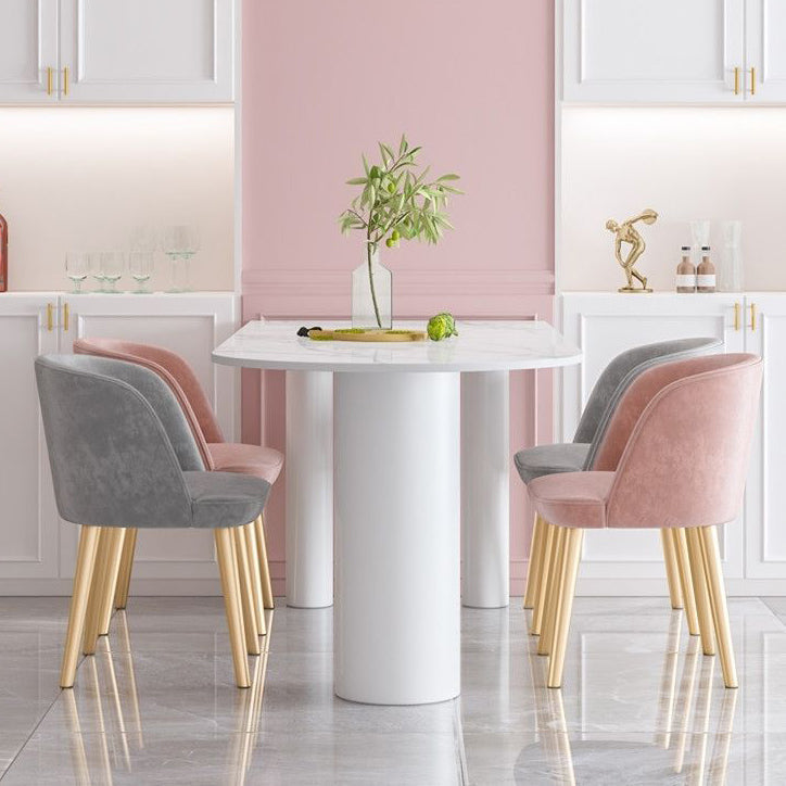White Stone Top Dinner Room Kitchen Table Modern Metal Base Dinner Table Clearhalo 'Dining Tables & Seating' 'Dining Tables' 'dining_table' 'furn' 'furn_dining_table' 'Furniture' 'furniture_dining_table' 'Kitchen & Dining Furniture' 'kitchen' 'kitchen_dining_table' 4854054
