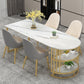 White Stone Top Dinner Room Kitchen Table Modern Metal Base Dinner Table Clearhalo 'Dining Tables & Seating' 'Dining Tables' 'dining_table' 'furn' 'furn_dining_table' 'Furniture' 'furniture_dining_table' 'Kitchen & Dining Furniture' 'kitchen' 'kitchen_dining_table' 4854055