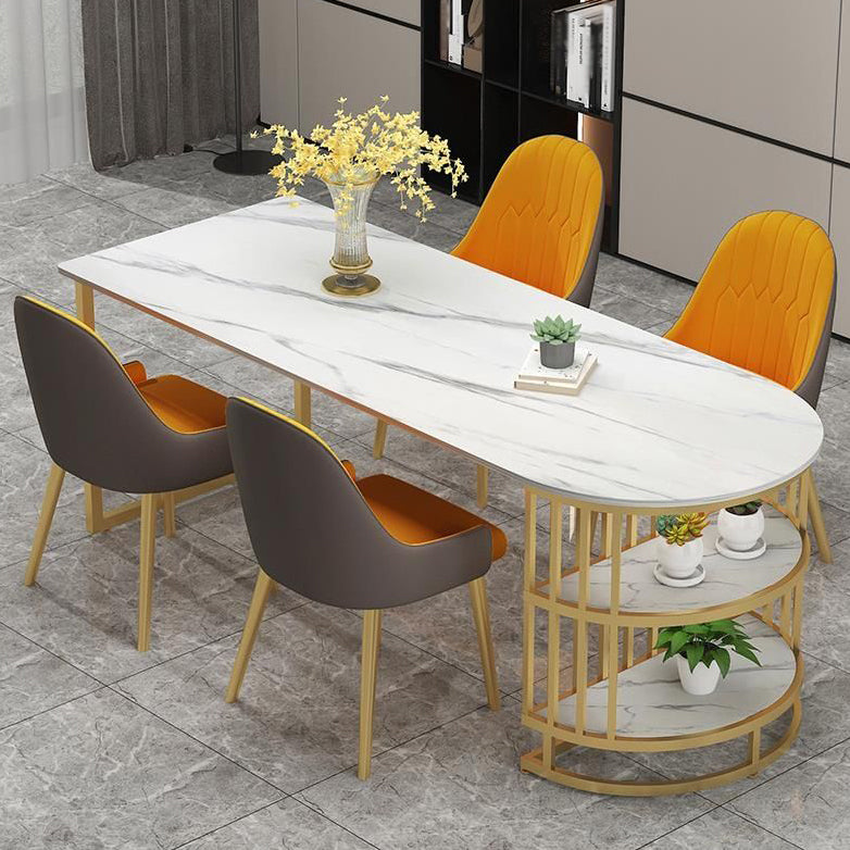 White Stone Top Dinner Room Kitchen Table Modern Metal Base Dinner Table Clearhalo 'Dining Tables & Seating' 'Dining Tables' 'dining_table' 'furn' 'furn_dining_table' 'Furniture' 'furniture_dining_table' 'Kitchen & Dining Furniture' 'kitchen' 'kitchen_dining_table' 4854056