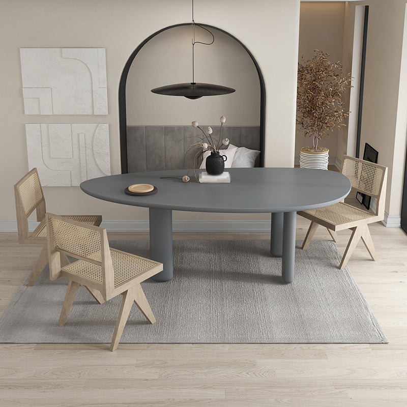 Oval Tripod Base Dining Table Solid Wood Modern Kitchen Dinner Dining Room Table Grey 78.7"L x 39.4"W x 29.5"H Without Chairs Clearhalo 'Dining Tables & Seating' 'Dining Tables' 'dining_table' 'furn' 'furn_dining_table' 'Furniture' 'furniture_dining_table' 'Kitchen & Dining Furniture' 'kitchen' 'kitchen_dining_table' 4854097