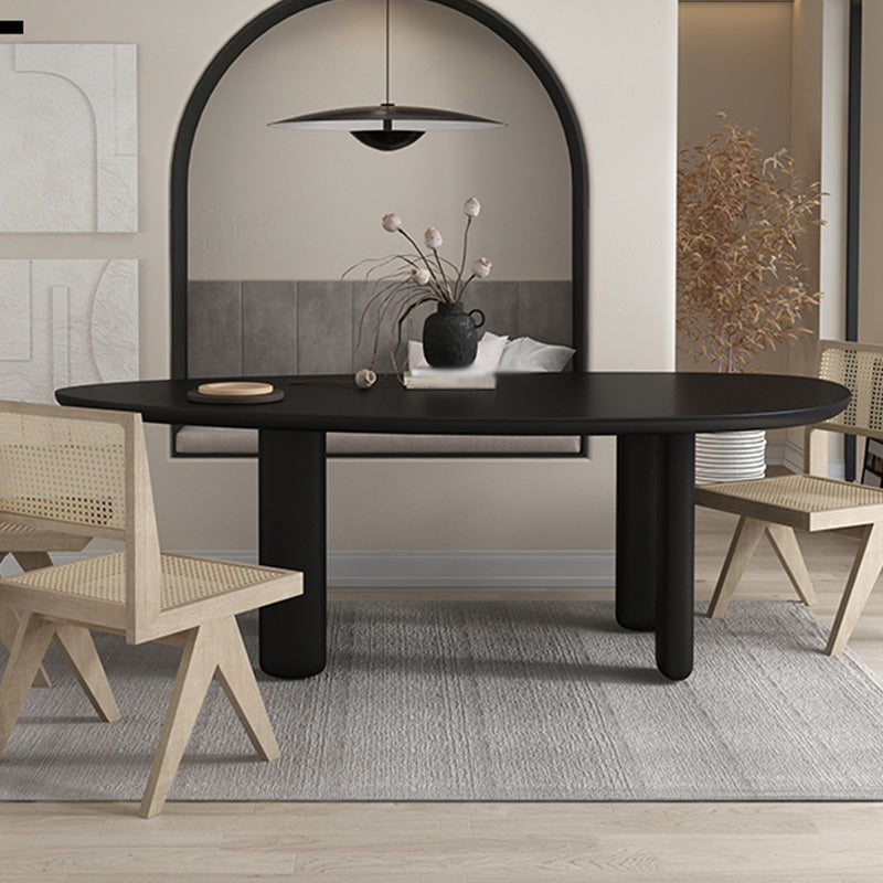 Oval Tripod Base Dining Table Solid Wood Modern Kitchen Dinner Dining Room Table Black 78.7"L x 39.4"W x 29.5"H Without Chairs Clearhalo 'Dining Tables & Seating' 'Dining Tables' 'dining_table' 'furn' 'furn_dining_table' 'Furniture' 'furniture_dining_table' 'Kitchen & Dining Furniture' 'kitchen' 'kitchen_dining_table' 4854098