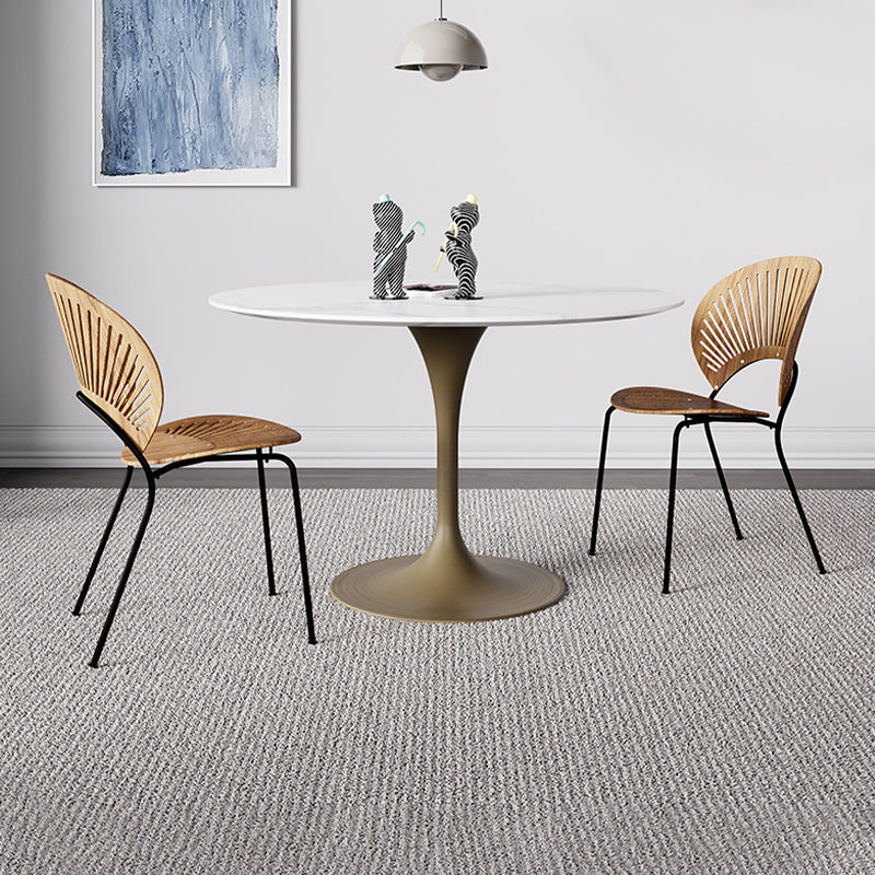 Simple Round Stone Top Dining Table Metal Base Dining Table for Living Room Gold 43.3"L x 43.3"W x 29.5"H Without Chairs Clearhalo 'Dining Tables & Seating' 'Dining Tables' 'dining_table' 'furn' 'furn_dining_table' 'Furniture' 'furniture_dining_table' 'Kitchen & Dining Furniture' 'kitchen' 'kitchen_dining_table' 4854140