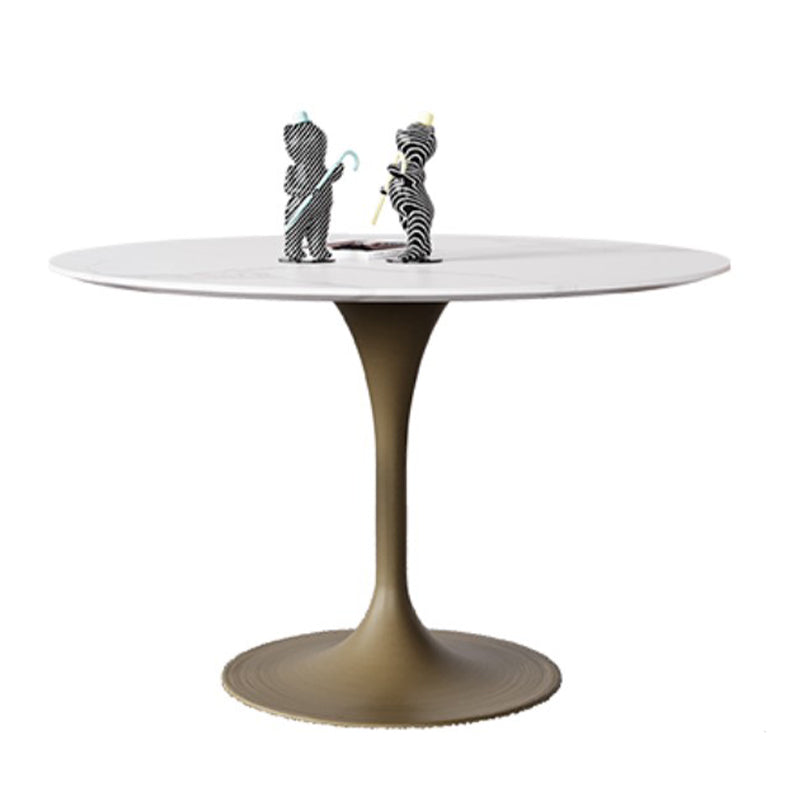 Simple Round Stone Top Dining Table Metal Base Dining Table for Living Room Gold Without Chairs Clearhalo 'Dining Tables & Seating' 'Dining Tables' 'dining_table' 'furn' 'furn_dining_table' 'Furniture' 'furniture_dining_table' 'Kitchen & Dining Furniture' 'kitchen' 'kitchen_dining_table' 4854142