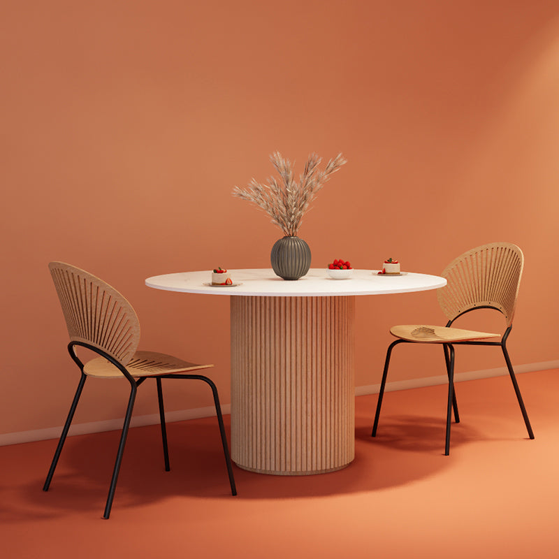 Simple Round Top Dining Table Solid Wood Base Dining Table for Living Room Wood 47.2"L x 47.2"W x 29.5"H Without Chairs Clearhalo 'Dining Tables & Seating' 'Dining Tables' 'dining_table' 'furn' 'furn_dining_table' 'Furniture' 'furniture_dining_table' 'Kitchen & Dining Furniture' 'kitchen' 'kitchen_dining_table' 4854154