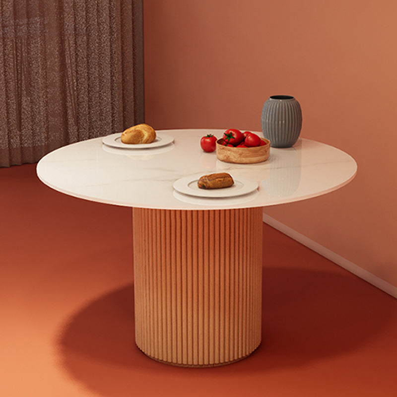 Simple Round Top Dining Table Solid Wood Base Dining Table for Living Room Slate 39.4"L x 39.4"W x 29.5"H Without Chairs Clearhalo 'Dining Tables & Seating' 'Dining Tables' 'dining_table' 'furn' 'furn_dining_table' 'Furniture' 'furniture_dining_table' 'Kitchen & Dining Furniture' 'kitchen' 'kitchen_dining_table' 4854156