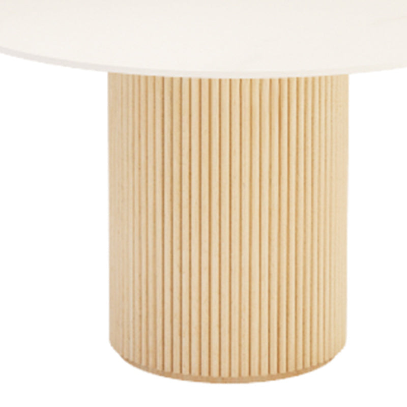 Simple Round Top Dining Table Solid Wood Base Dining Table for Living Room Clearhalo 'Dining Tables & Seating' 'Dining Tables' 'dining_table' 'furn' 'furn_dining_table' 'Furniture' 'furniture_dining_table' 'Kitchen & Dining Furniture' 'kitchen' 'kitchen_dining_table' 4854159
