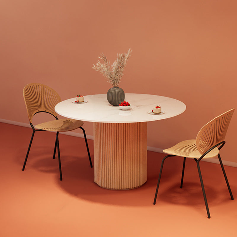 Simple Round Top Dining Table Solid Wood Base Dining Table for Living Room Clearhalo 'Dining Tables & Seating' 'Dining Tables' 'dining_table' 'furn' 'furn_dining_table' 'Furniture' 'furniture_dining_table' 'Kitchen & Dining Furniture' 'kitchen' 'kitchen_dining_table' 4854162
