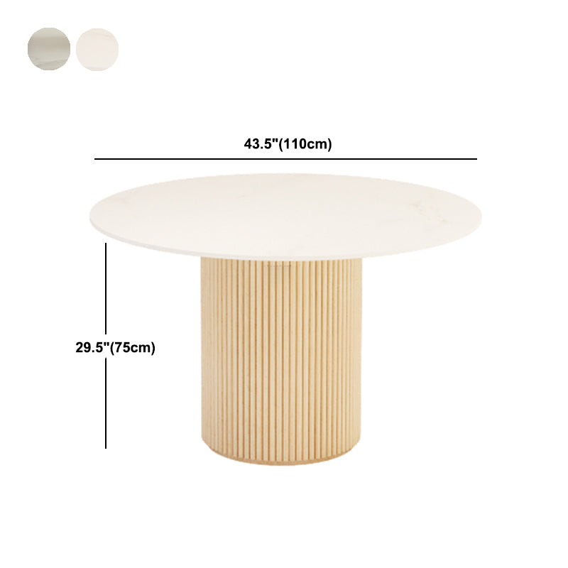Simple Round Top Dining Table Solid Wood Base Dining Table for Living Room Clearhalo 'Dining Tables & Seating' 'Dining Tables' 'dining_table' 'furn' 'furn_dining_table' 'Furniture' 'furniture_dining_table' 'Kitchen & Dining Furniture' 'kitchen' 'kitchen_dining_table' 4854170