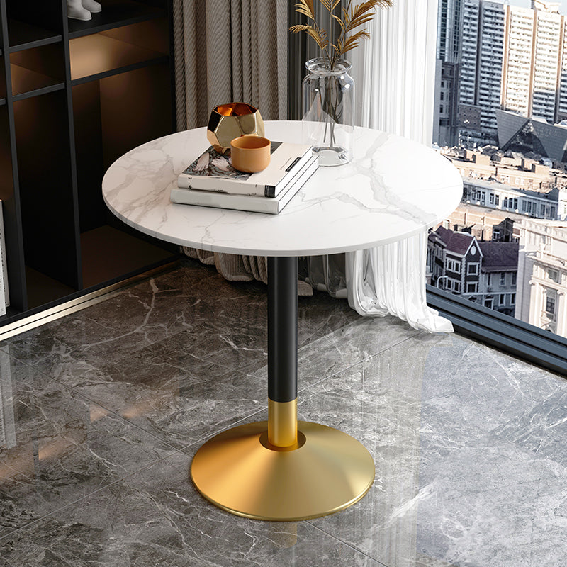 Glam Style Dining Table Round Stone Top Dinner Table Kitchen Home White Black Gold Clearhalo 'Dining Tables & Seating' 'Dining Tables' 'dining_table' 'furn' 'furn_dining_table' 'Furniture' 'furniture_dining_table' 'Kitchen & Dining Furniture' 'kitchen' 'kitchen_dining_table' 4854172
