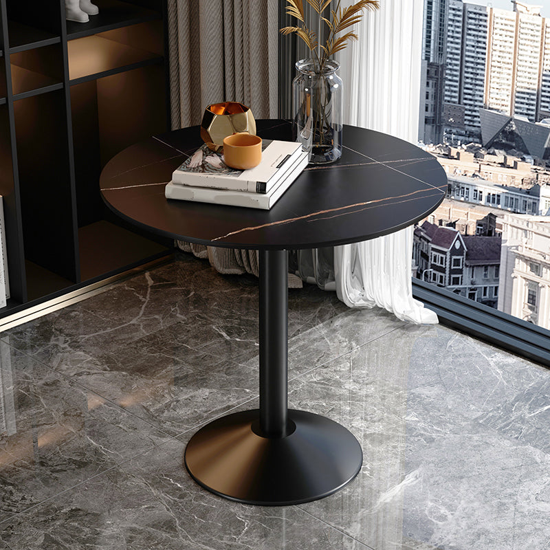 Glam Style Dining Table Round Stone Top Dinner Table Kitchen Home Black Black Clearhalo 'Dining Tables & Seating' 'Dining Tables' 'dining_table' 'furn' 'furn_dining_table' 'Furniture' 'furniture_dining_table' 'Kitchen & Dining Furniture' 'kitchen' 'kitchen_dining_table' 4854173