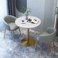 Glam Style Dining Table Round Stone Top Dinner Table Kitchen Home White Gold 27.6"L x 27.6"W x 29.5"H Clearhalo 'Dining Tables & Seating' 'Dining Tables' 'dining_table' 'furn' 'furn_dining_table' 'Furniture' 'furniture_dining_table' 'Kitchen & Dining Furniture' 'kitchen' 'kitchen_dining_table' 4854175