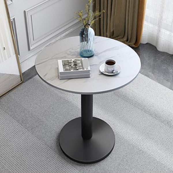 Glam Style Dining Table Round Stone Top Dinner Table Kitchen Home White Black Clearhalo 'Dining Tables & Seating' 'Dining Tables' 'dining_table' 'furn' 'furn_dining_table' 'Furniture' 'furniture_dining_table' 'Kitchen & Dining Furniture' 'kitchen' 'kitchen_dining_table' 4854179