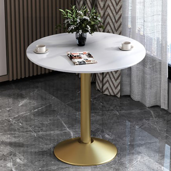 Glam Style Dining Table Round Stone Top Dinner Table Kitchen Home Clearhalo 'Dining Tables & Seating' 'Dining Tables' 'dining_table' 'furn' 'furn_dining_table' 'Furniture' 'furniture_dining_table' 'Kitchen & Dining Furniture' 'kitchen' 'kitchen_dining_table' 4854181