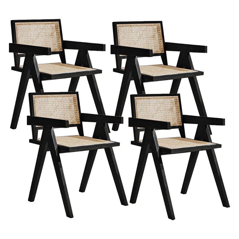 Modern Wood Kitchen and Dining Room Chair Open Back Dining Side Chair Black 4 Piece Set Clearhalo 'Dining Chairs' 'Dining Tables & Seating' 'dining_chair' 'furn' 'furn_dining_chair' 'Furniture' 'furniture_dining_chair' 'Kitchen & Dining Furniture' 4854196