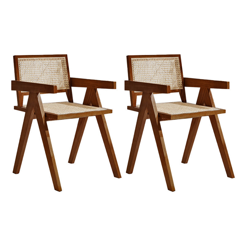 Modern Wood Kitchen and Dining Room Chair Open Back Dining Side Chair Walnut White 2 Piece Set Clearhalo 'Dining Chairs' 'Dining Tables & Seating' 'dining_chair' 'furn' 'furn_dining_chair' 'Furniture' 'furniture_dining_chair' 'Kitchen & Dining Furniture' 4854206