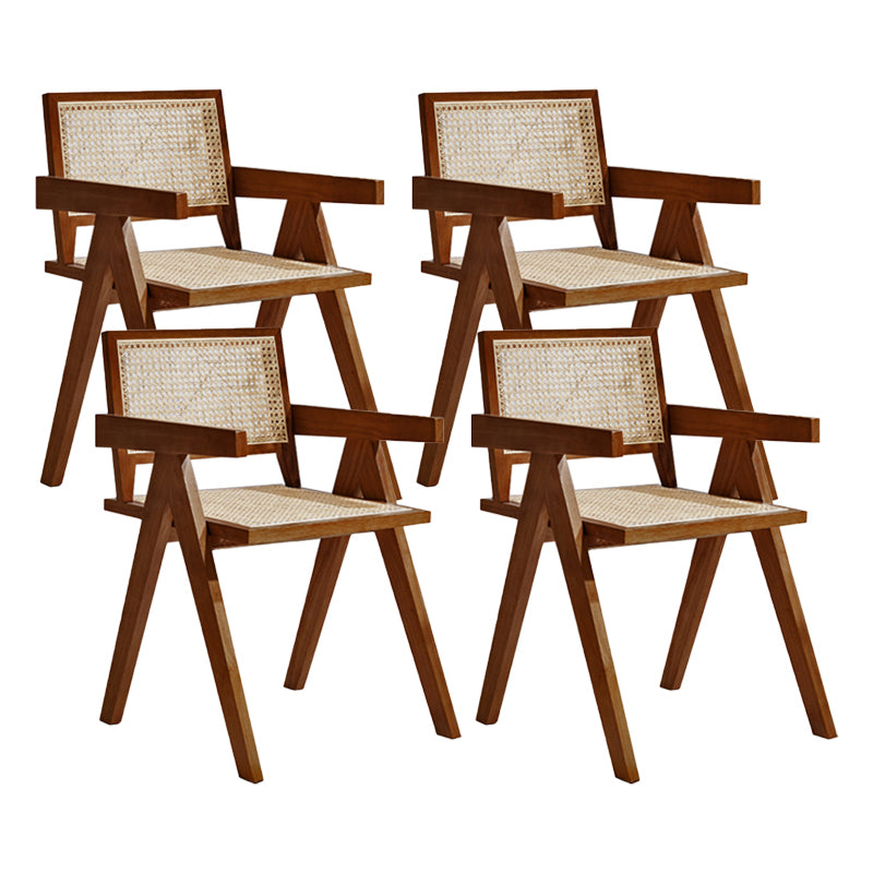 Modern Wood Kitchen and Dining Room Chair Open Back Dining Side Chair Walnut White 4 Piece Set Clearhalo 'Dining Chairs' 'Dining Tables & Seating' 'dining_chair' 'furn' 'furn_dining_chair' 'Furniture' 'furniture_dining_chair' 'Kitchen & Dining Furniture' 4854208