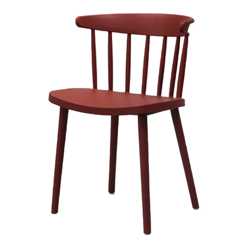 Modern Style Stackable Plastic Chair Windsor Back Folding Side Chair 16.5"x15"x29.9" Burgundy 1 Piece Clearhalo 'Dining Chairs' 'Dining Tables & Seating' 'dining_chair' 'furn' 'furn_dining_chair' 'Furniture' 'furniture_dining_chair' 'Kitchen & Dining Furniture' 4854215
