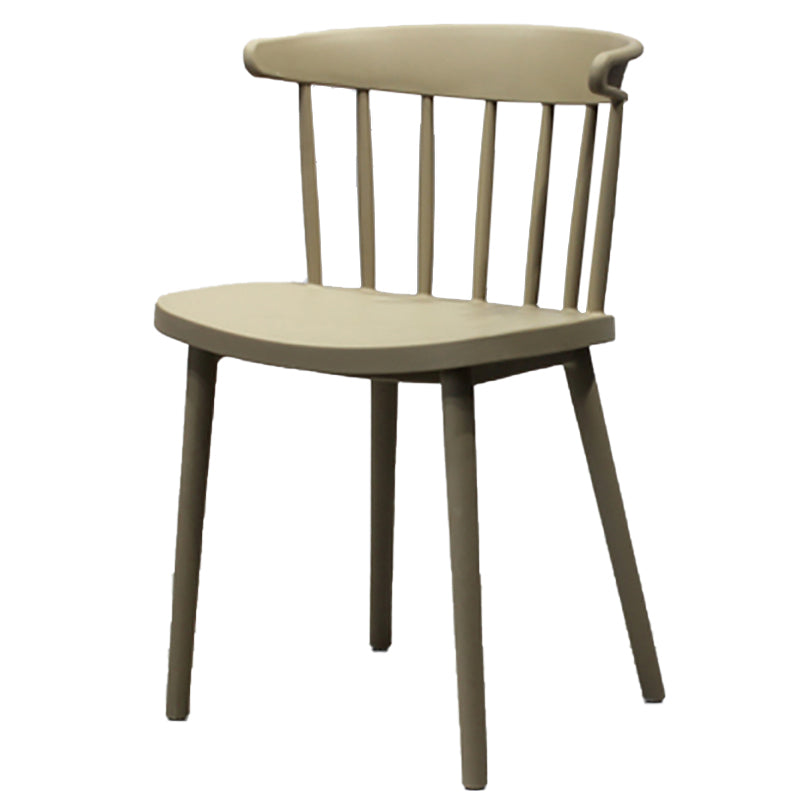 Modern Style Stackable Plastic Chair Windsor Back Folding Side Chair 16.5"x15"x29.9" Camel 1 Piece Clearhalo 'Dining Chairs' 'Dining Tables & Seating' 'dining_chair' 'furn' 'furn_dining_chair' 'Furniture' 'furniture_dining_chair' 'Kitchen & Dining Furniture' 4854221