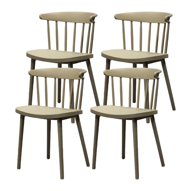 Modern Style Stackable Plastic Chair Windsor Back Folding Side Chair 16.5"x15"x29.9" Camel 4 Piece Set Clearhalo 'Dining Chairs' 'Dining Tables & Seating' 'dining_chair' 'furn' 'furn_dining_chair' 'Furniture' 'furniture_dining_chair' 'Kitchen & Dining Furniture' 4854224