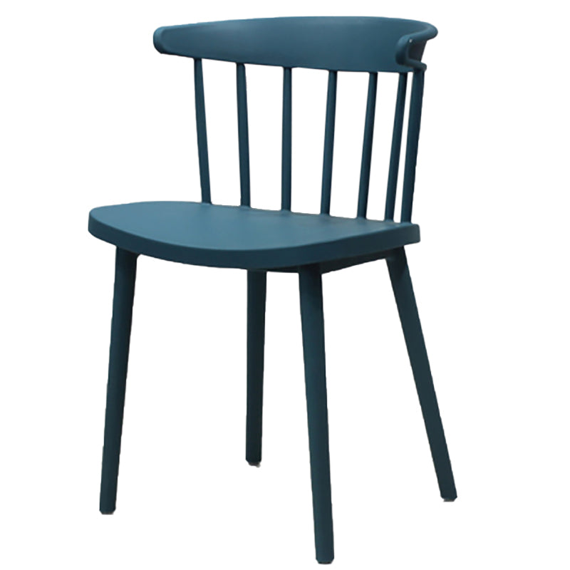 Modern Style Stackable Plastic Chair Windsor Back Folding Side Chair 16.5"x15"x29.9" Navy 1 Piece Clearhalo 'Dining Chairs' 'Dining Tables & Seating' 'dining_chair' 'furn' 'furn_dining_chair' 'Furniture' 'furniture_dining_chair' 'Kitchen & Dining Furniture' 4854226