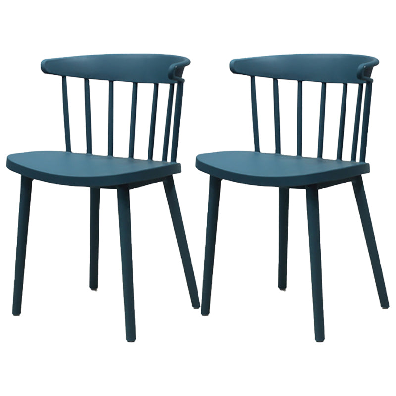 Modern Style Stackable Plastic Chair Windsor Back Folding Side Chair 16.5"x15"x29.9" Navy 2 Piece Set Clearhalo 'Dining Chairs' 'Dining Tables & Seating' 'dining_chair' 'furn' 'furn_dining_chair' 'Furniture' 'furniture_dining_chair' 'Kitchen & Dining Furniture' 4854228
