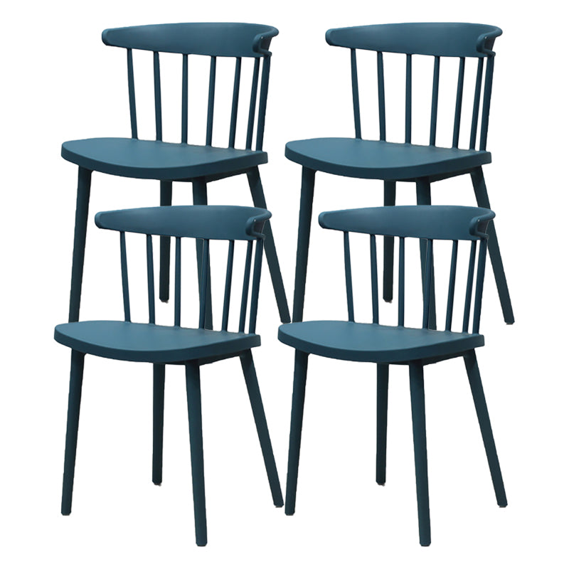 Modern Style Stackable Plastic Chair Windsor Back Folding Side Chair 16.5"x15"x29.9" Navy 4 Piece Set Clearhalo 'Dining Chairs' 'Dining Tables & Seating' 'dining_chair' 'furn' 'furn_dining_chair' 'Furniture' 'furniture_dining_chair' 'Kitchen & Dining Furniture' 4854230