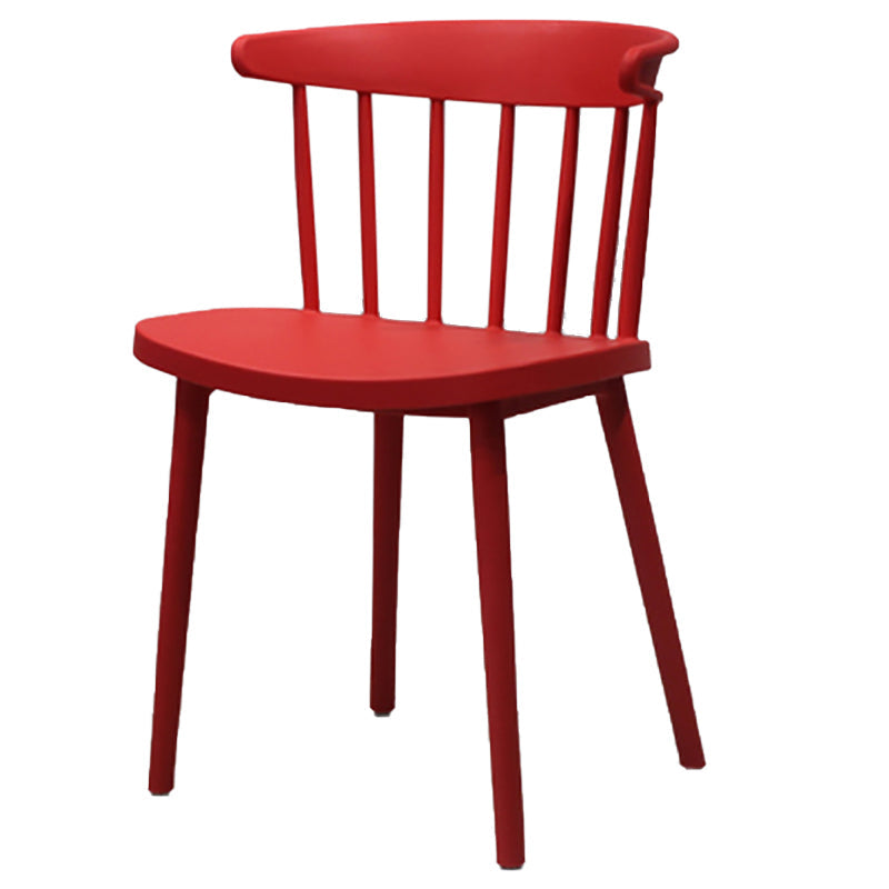 Modern Style Stackable Plastic Chair Windsor Back Folding Side Chair 16.5"x15"x29.9" Red 1 Piece Clearhalo 'Dining Chairs' 'Dining Tables & Seating' 'dining_chair' 'furn' 'furn_dining_chair' 'Furniture' 'furniture_dining_chair' 'Kitchen & Dining Furniture' 4854233