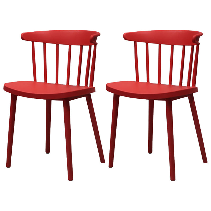 Modern Style Stackable Plastic Chair Windsor Back Folding Side Chair 16.5"x15"x29.9" Red 2 Piece Set Clearhalo 'Dining Chairs' 'Dining Tables & Seating' 'dining_chair' 'furn' 'furn_dining_chair' 'Furniture' 'furniture_dining_chair' 'Kitchen & Dining Furniture' 4854235