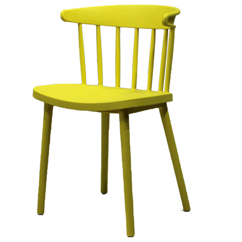 Modern Style Stackable Plastic Chair Windsor Back Folding Side Chair 16.5"x15"x29.9" Yellow 1 Piece Clearhalo 'Dining Chairs' 'Dining Tables & Seating' 'dining_chair' 'furn' 'furn_dining_chair' 'Furniture' 'furniture_dining_chair' 'Kitchen & Dining Furniture' 4854237