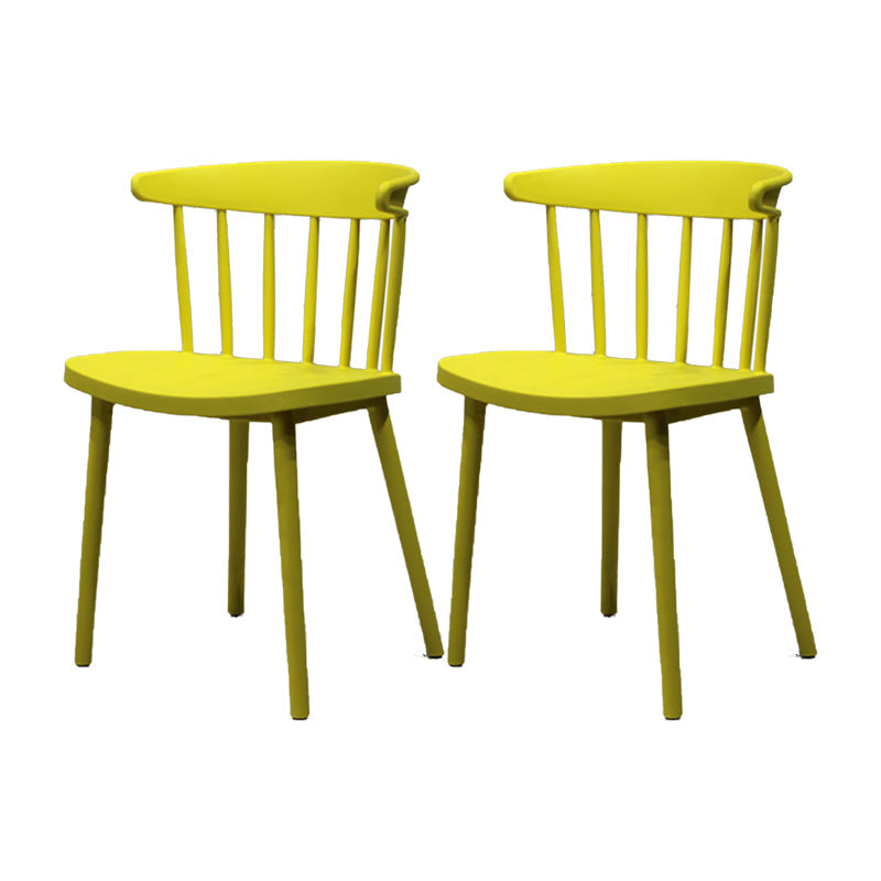 Modern Style Stackable Plastic Chair Windsor Back Folding Side Chair 16.5"x15"x29.9" Yellow 2 Piece Set Clearhalo 'Dining Chairs' 'Dining Tables & Seating' 'dining_chair' 'furn' 'furn_dining_chair' 'Furniture' 'furniture_dining_chair' 'Kitchen & Dining Furniture' 4854238