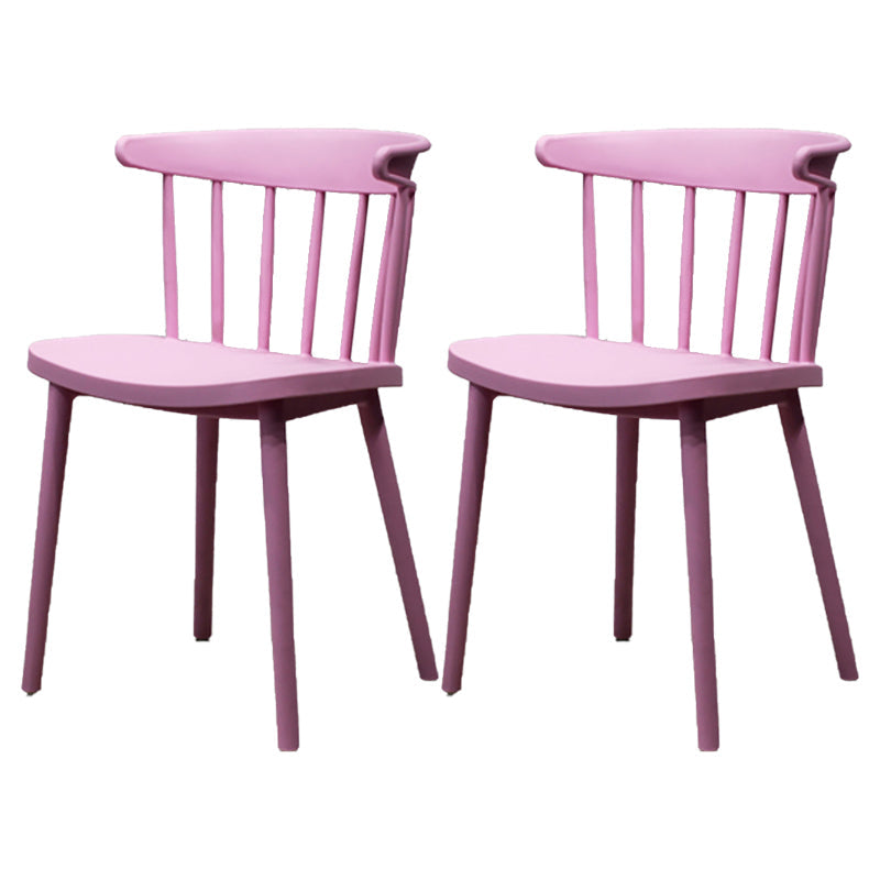 Modern Style Stackable Plastic Chair Windsor Back Folding Side Chair 16.5"x15"x29.9" Pink 2 Piece Set Clearhalo 'Dining Chairs' 'Dining Tables & Seating' 'dining_chair' 'furn' 'furn_dining_chair' 'Furniture' 'furniture_dining_chair' 'Kitchen & Dining Furniture' 4854241