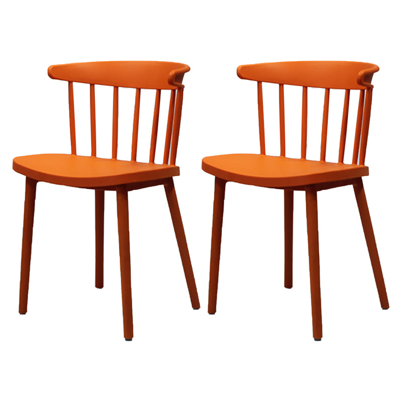 Modern Style Stackable Plastic Chair Windsor Back Folding Side Chair 16.5"x15"x29.9" Orange 2 Piece Set Clearhalo 'Dining Chairs' 'Dining Tables & Seating' 'dining_chair' 'furn' 'furn_dining_chair' 'Furniture' 'furniture_dining_chair' 'Kitchen & Dining Furniture' 4854244