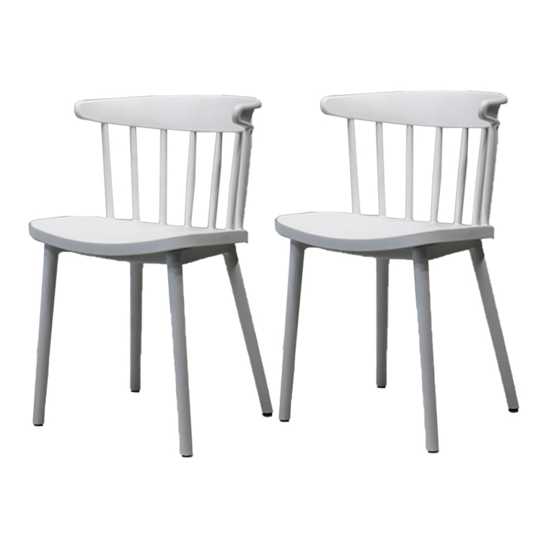 Modern Style Stackable Plastic Chair Windsor Back Folding Side Chair 16.5"x15"x29.9" White 2 Piece Set Clearhalo 'Dining Chairs' 'Dining Tables & Seating' 'dining_chair' 'furn' 'furn_dining_chair' 'Furniture' 'furniture_dining_chair' 'Kitchen & Dining Furniture' 4854247
