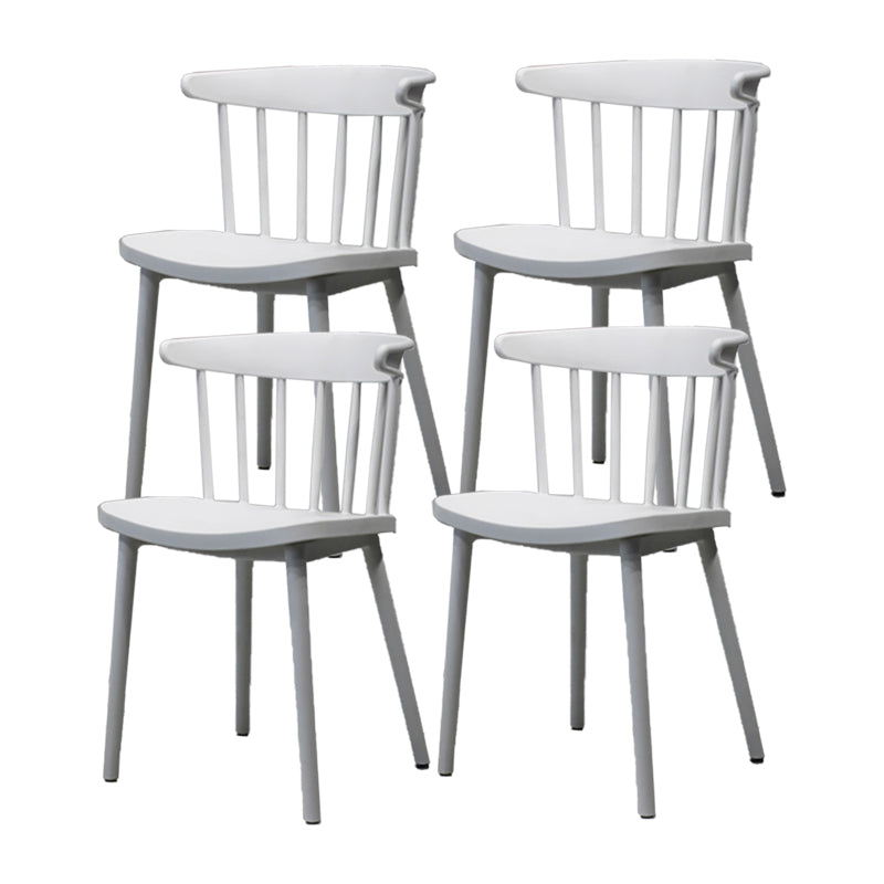Modern Style Stackable Plastic Chair Windsor Back Folding Side Chair 16.5"x15"x29.9" White 4 Piece Set Clearhalo 'Dining Chairs' 'Dining Tables & Seating' 'dining_chair' 'furn' 'furn_dining_chair' 'Furniture' 'furniture_dining_chair' 'Kitchen & Dining Furniture' 4854248