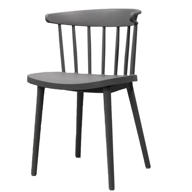 Modern Style Stackable Plastic Chair Windsor Back Folding Side Chair 16.5"x15"x29.9" Grey 1 Piece Clearhalo 'Dining Chairs' 'Dining Tables & Seating' 'dining_chair' 'furn' 'furn_dining_chair' 'Furniture' 'furniture_dining_chair' 'Kitchen & Dining Furniture' 4854249