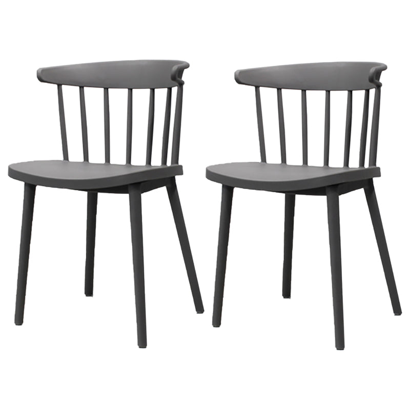 Modern Style Stackable Plastic Chair Windsor Back Folding Side Chair 16.5"x15"x29.9" Grey 2 Piece Set Clearhalo 'Dining Chairs' 'Dining Tables & Seating' 'dining_chair' 'furn' 'furn_dining_chair' 'Furniture' 'furniture_dining_chair' 'Kitchen & Dining Furniture' 4854250