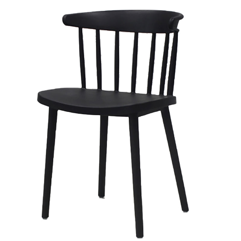 Modern Style Stackable Plastic Chair Windsor Back Folding Side Chair 16.5"x15"x29.9" Black 1 Piece Clearhalo 'Dining Chairs' 'Dining Tables & Seating' 'dining_chair' 'furn' 'furn_dining_chair' 'Furniture' 'furniture_dining_chair' 'Kitchen & Dining Furniture' 4854252